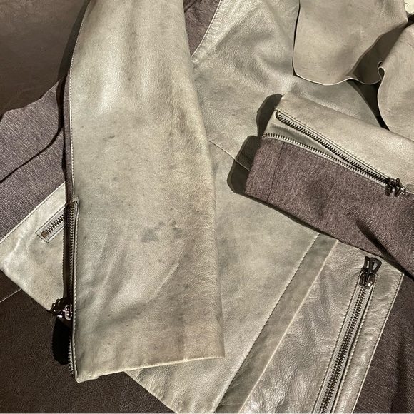 Women Genuine Leather Gray Moto Jacket size XL - Picture 2 of 13